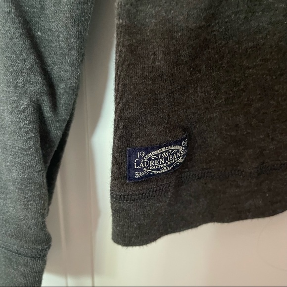 Ralph Lauren gray shirt with brown elbow pads and zipper shoulder detail - Picture 5 of 5